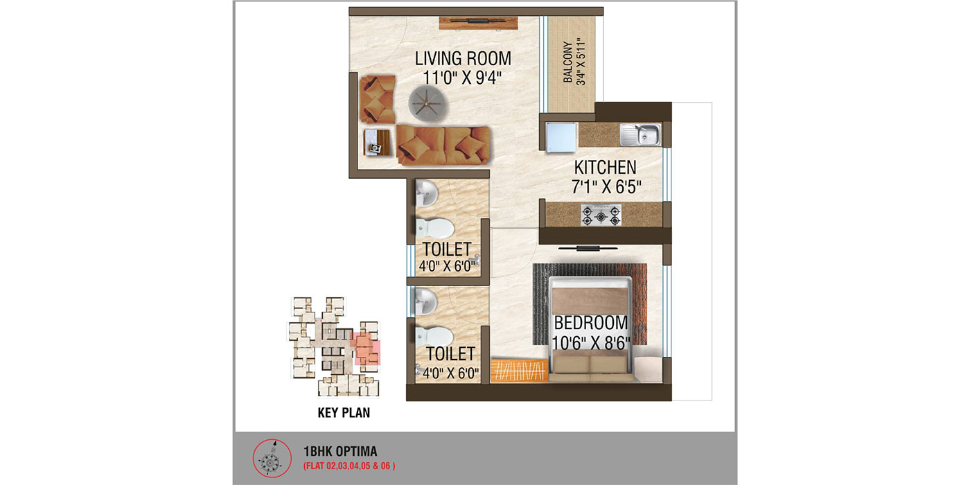 1-BHK-(OPTIMA)---339-Sq-Ft---Unit-Plan