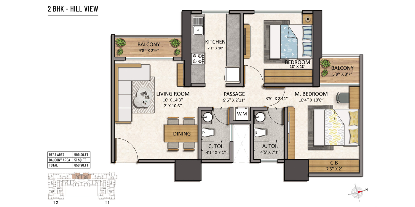 2 BHK - HILL VIEW