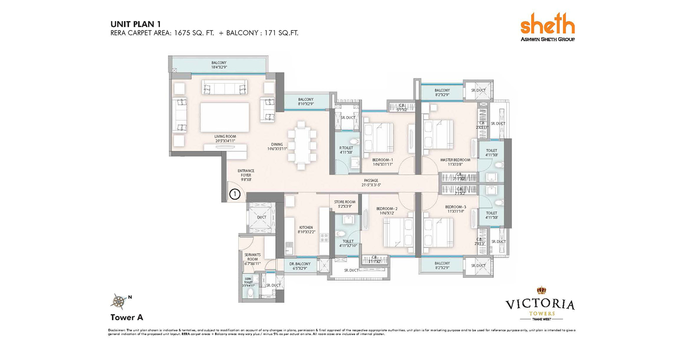 4BHK - 1846 SQ FT - Unit Plan