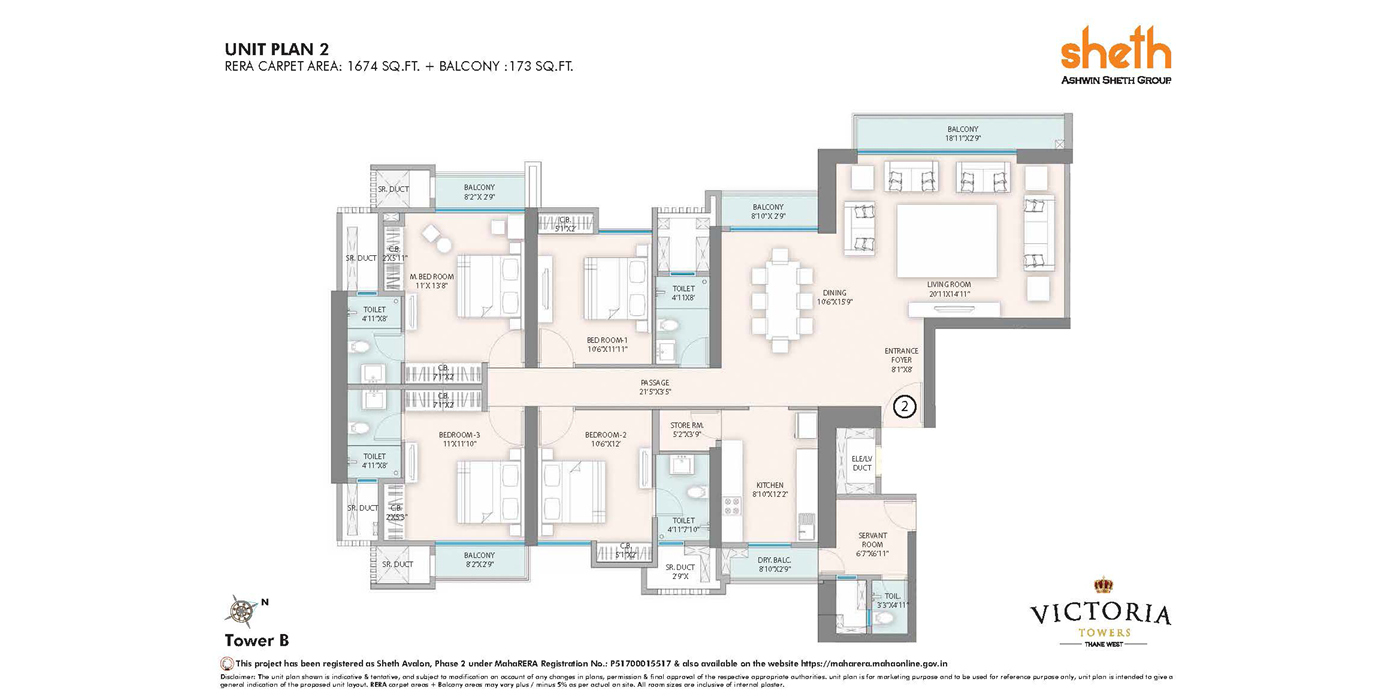 4BHK - 1847 SQ FT - Unit Plan