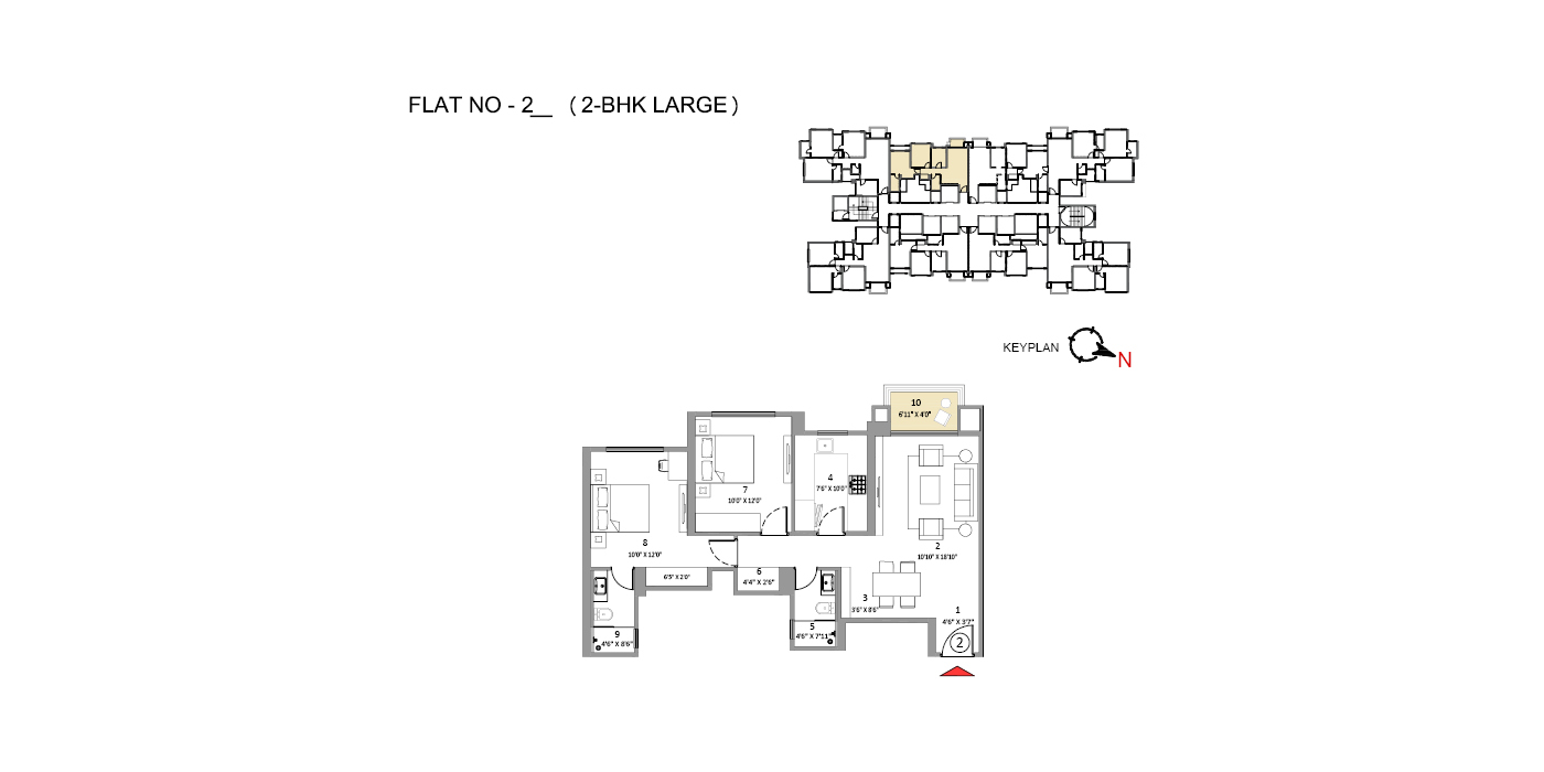 Hiranandani Belicia - 2BHK - 783 Sq Ft - Unit Plan