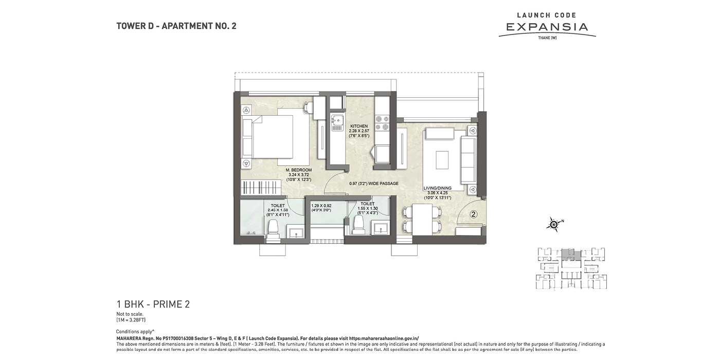 Kalpataru Eternia -1BHK - 468 - Unit Plan