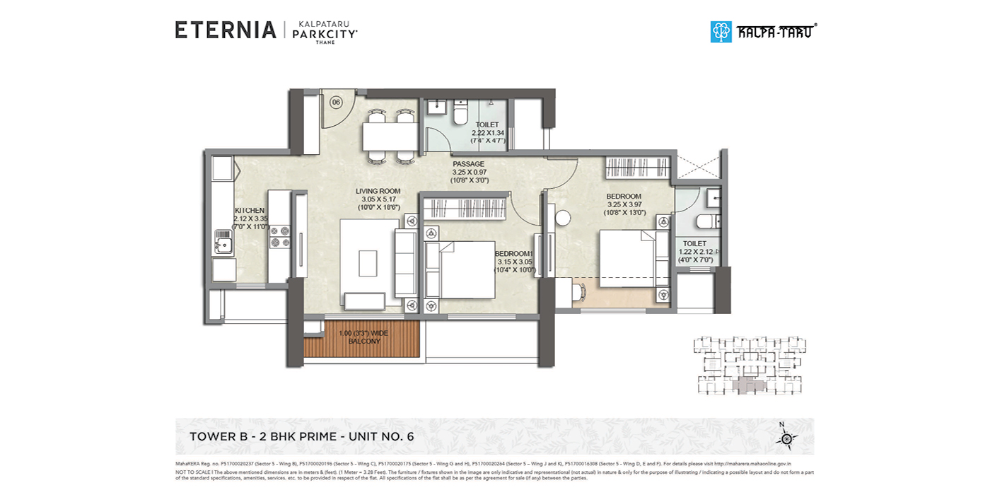 Kalpataru Eternia -2BHK - 636- Unit Plan