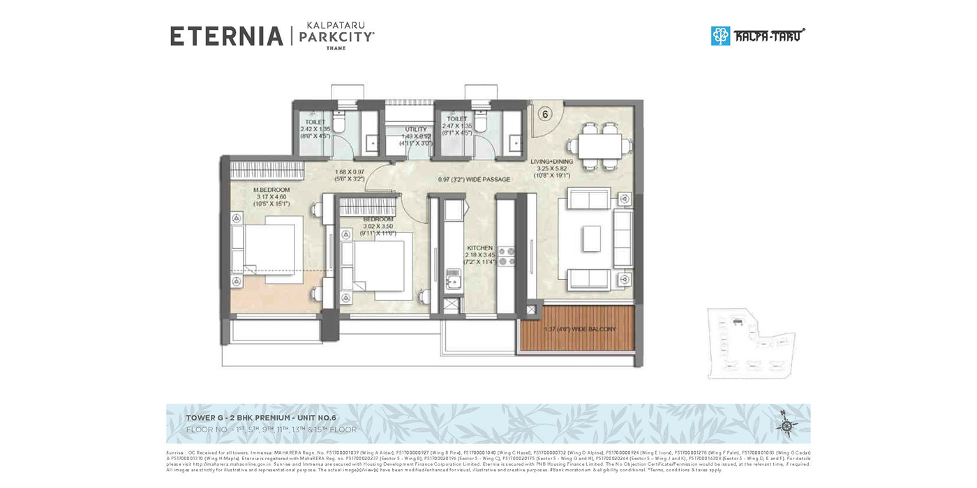 Kalpataru Eternia -2BHK - 796 - Unit Plan