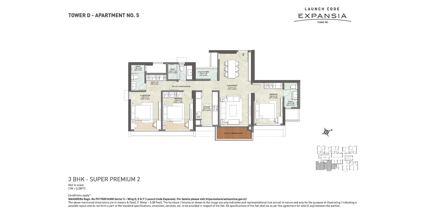 Kalpataru Eternia -3BHK - 1039 - Unit Plan