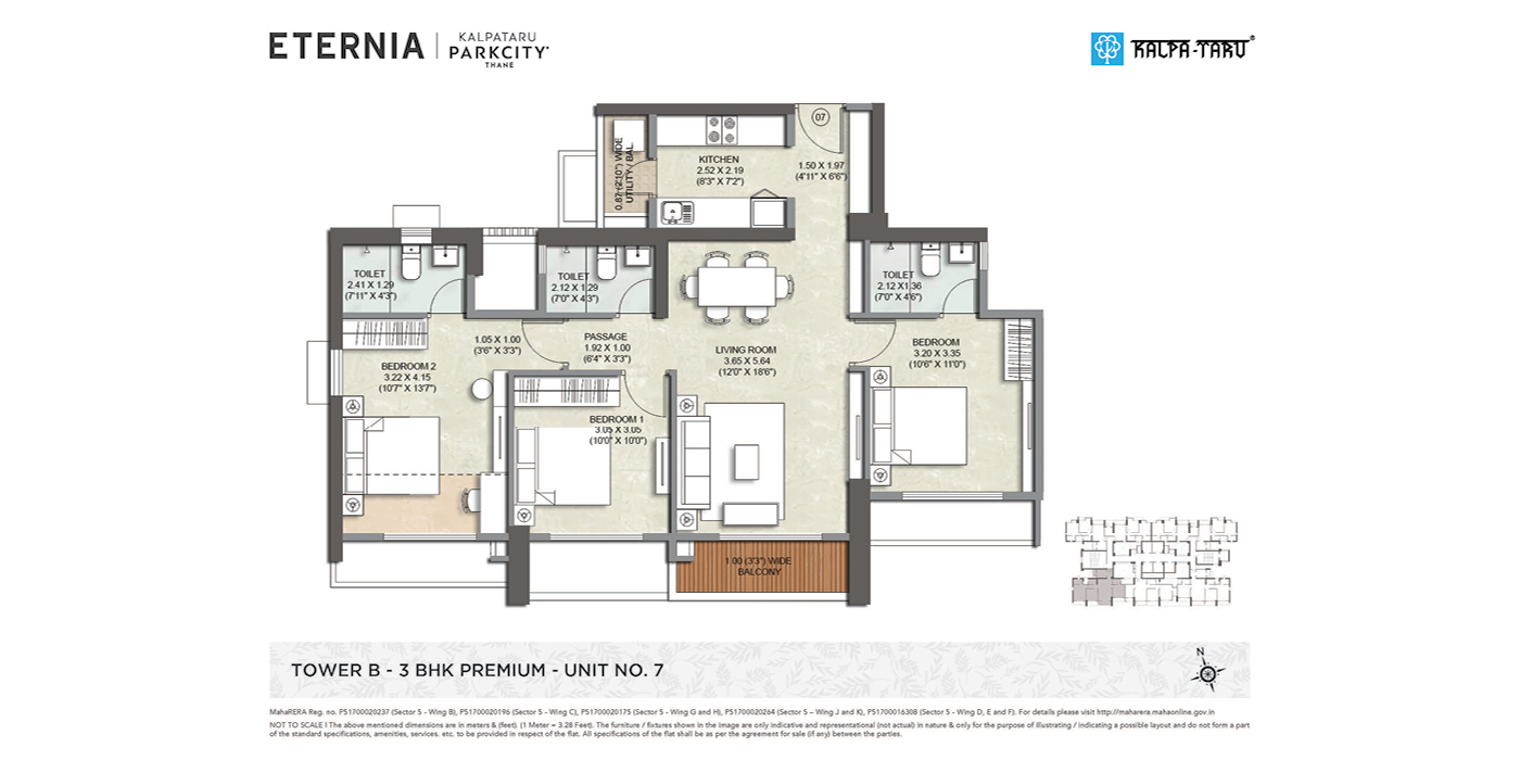 Kalpataru Eternia -3BHK - 911 - Unit Plan