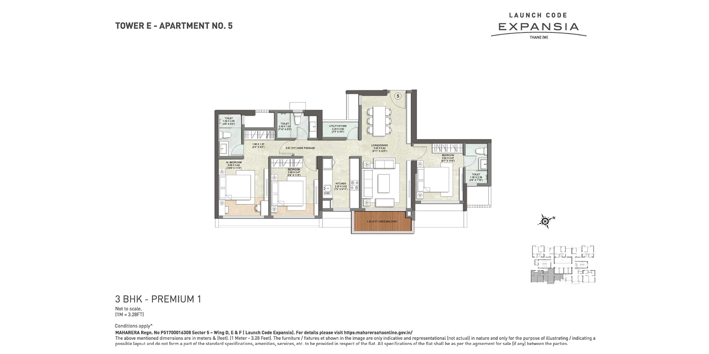 Kalpataru Eternia -3BHK - 957 - Unit Plan