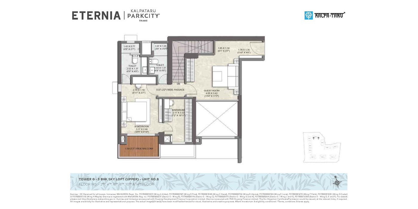 Kalpataru Eternia -3BHK (Duplex) - 1409 - Unit Plan_2