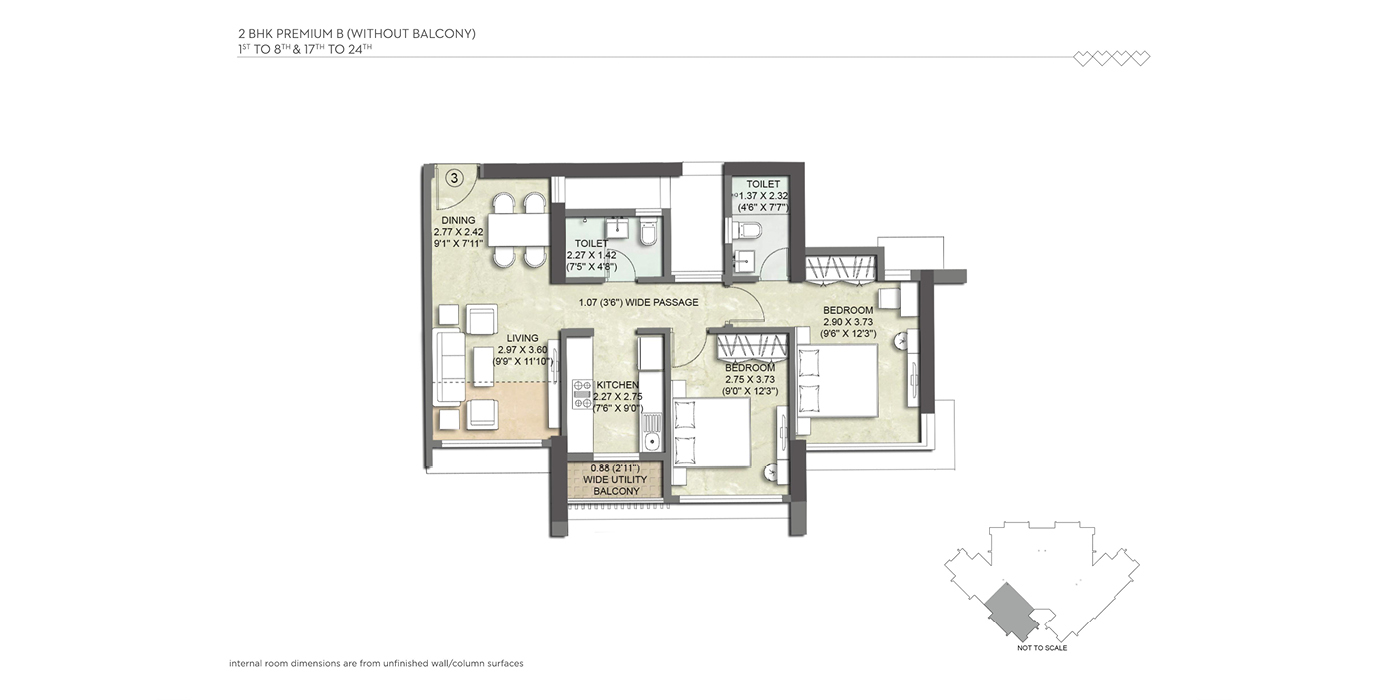 Kalpataru Paramount - 2BHK -672. Sq St.