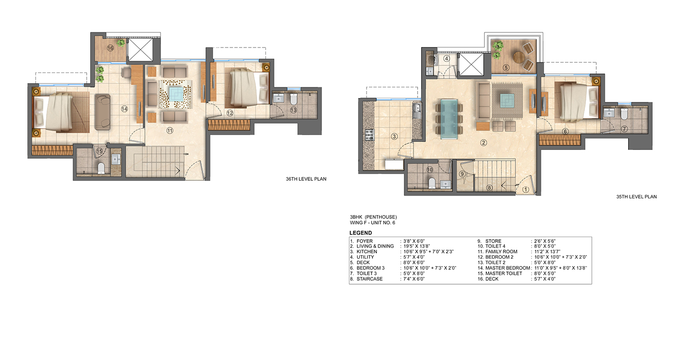 Lodha Bellavista unit plan 3 BHK 6 Penthouse
