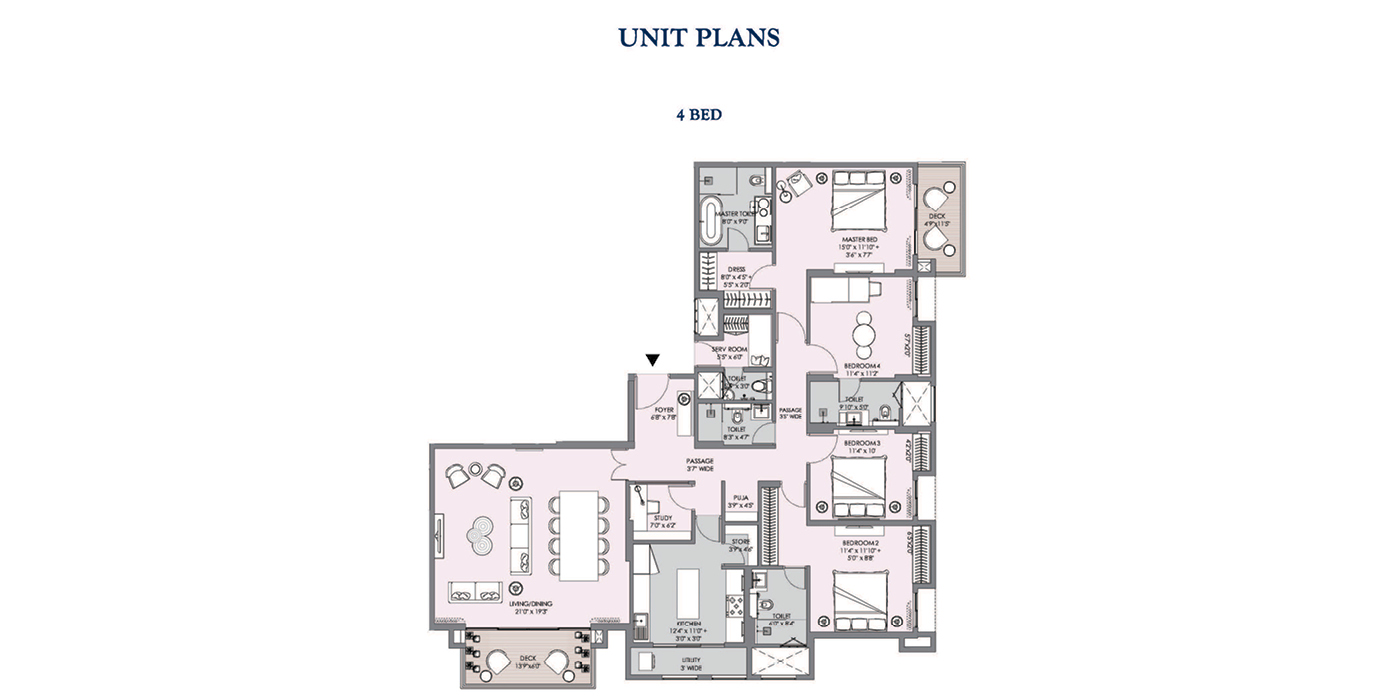 Lodha Sterling- 4BHK 2040 Sq ft - Unit Plan