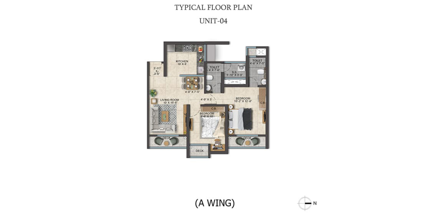 Mahavir Square - 2BHK - 752 Sq Ft - Unit Plan -
