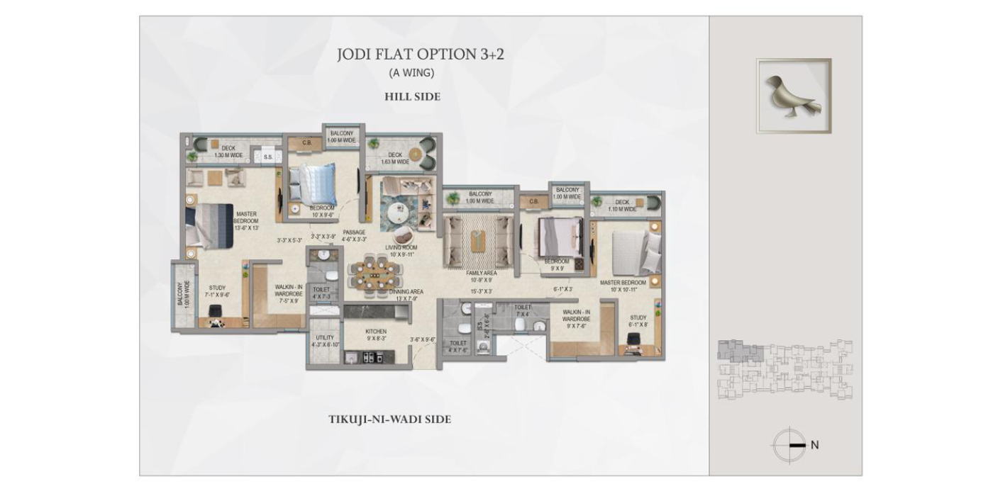Mahavir Square - 5BHK - 1668 Sq Ft - Unit Plan -