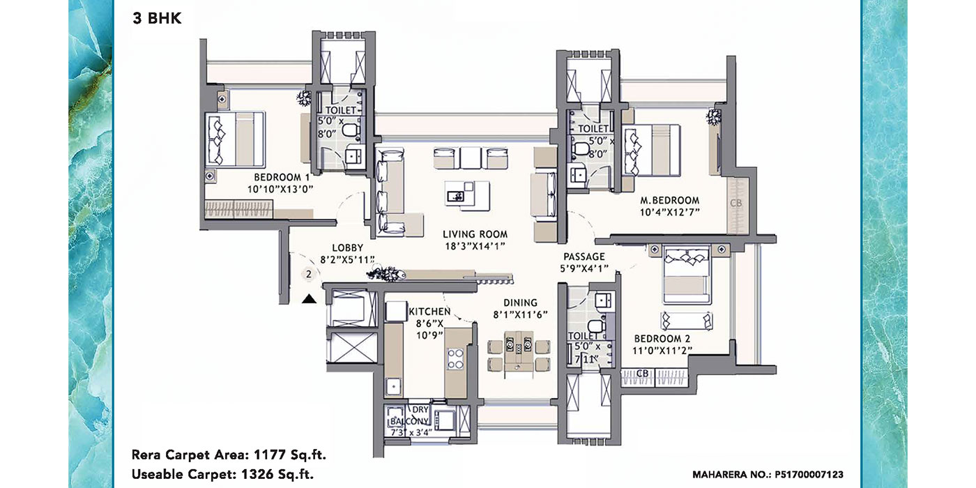 NeelKanth Lake View - 3BHK - 1326 Sq Ft