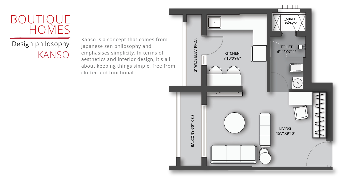 Neelkanth ZEN - 1RK (Studio) - 311 Sq ft -Unit Plan