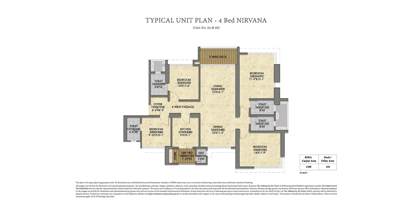 Raymond By GS - 4BHK - 2302 Sq Ft - Unit Plan