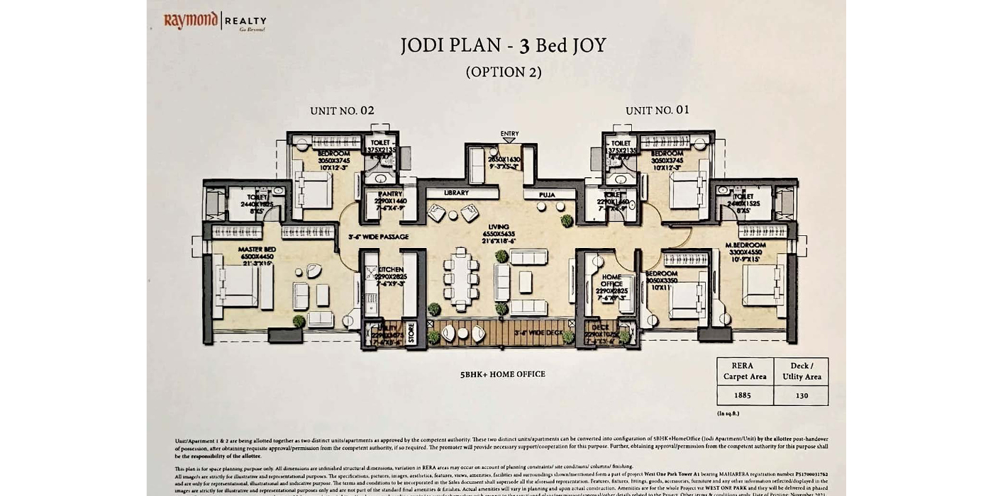 Raymond By GS - 5BHK- 2322 Carpet -Unit Plan