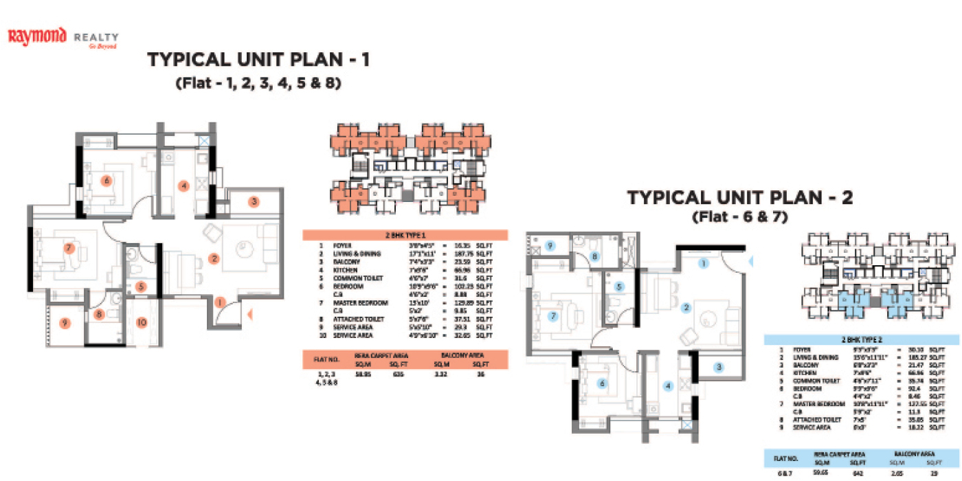 Raymond TenX Habitat - 2BHK - 670 Sq ft - Unit Plan