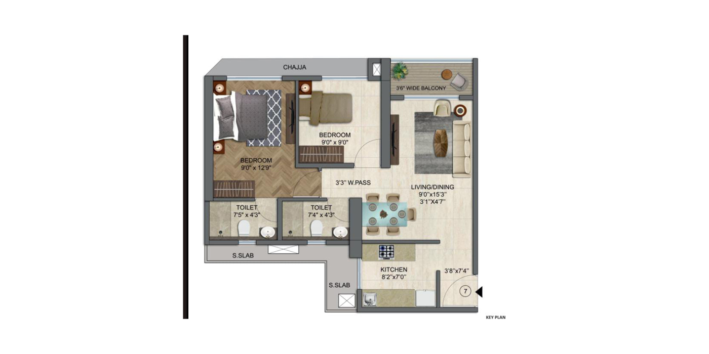 Runwal Enchanted - 2BHK - 674 Sq Ft - Unit Plan.jpeg.