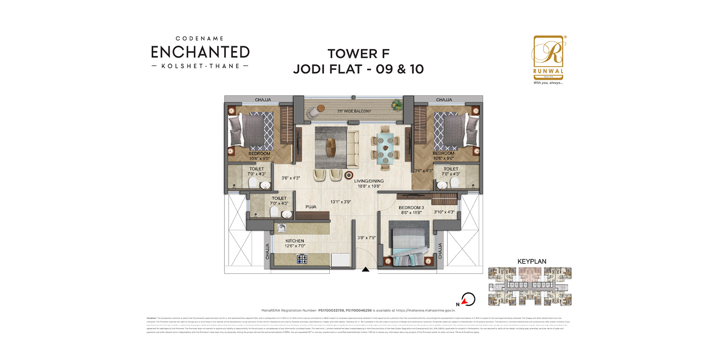 Runwal Enchanted - 3BHK - 890 Sq Ft -Unit Plan _Unit 5 _ 6.
