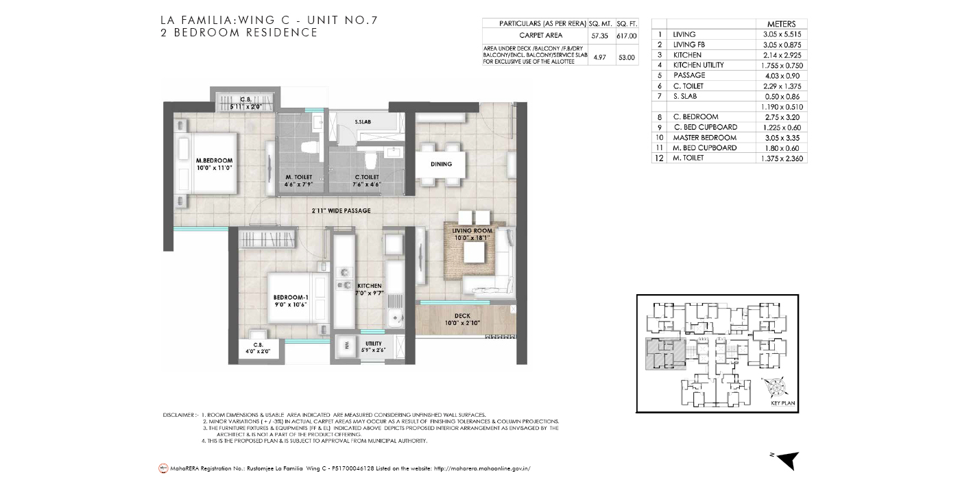 Rustomjee La Familia - 2BHK - 670 Sq Ft - Unit Plan
