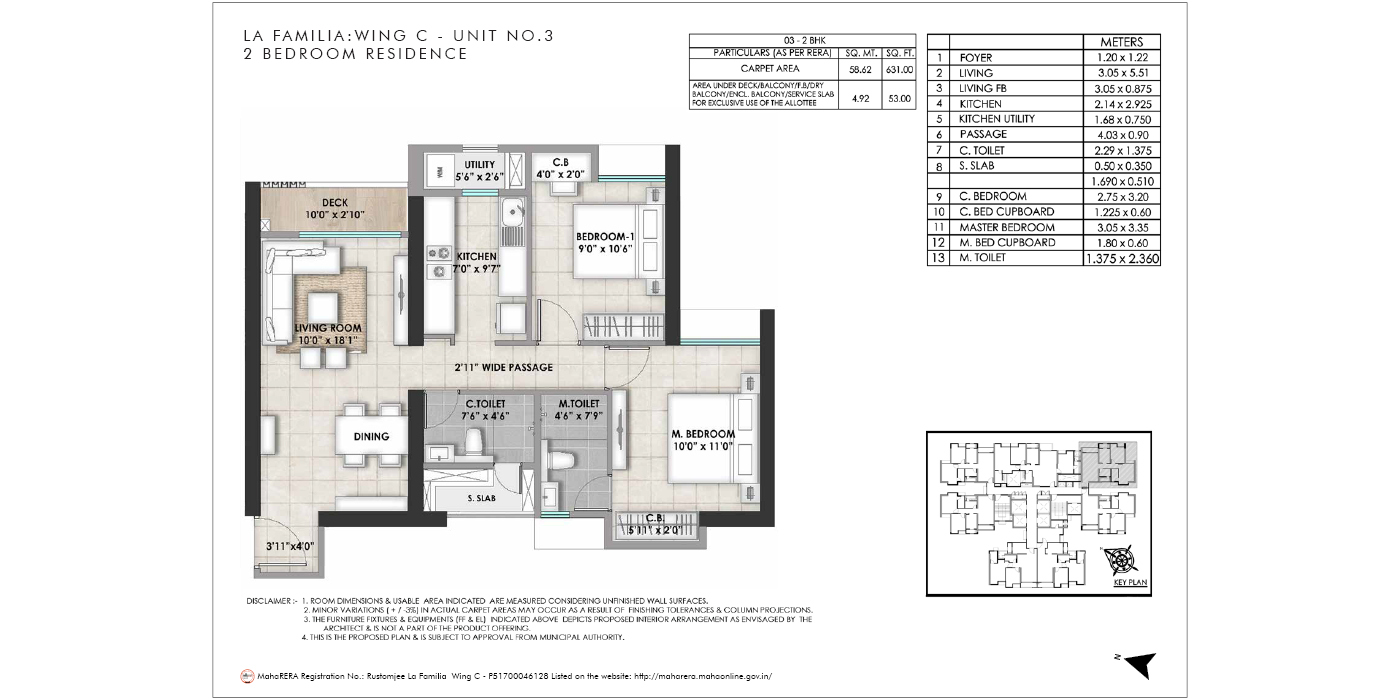 Rustomjee La Familia - 2BHK - 684 Sq Ft - Unit Plan