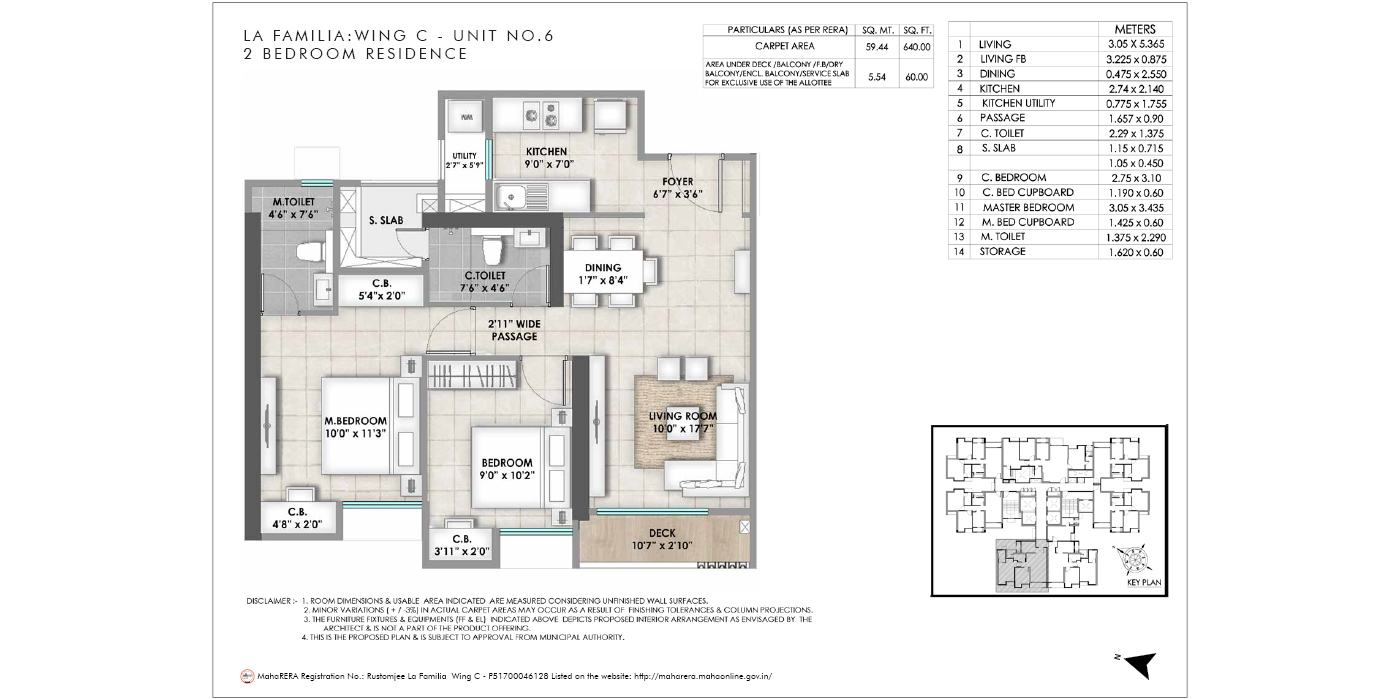 Rustomjee La Familia - 2BHK - 700 Sq Ft - Unit Plan