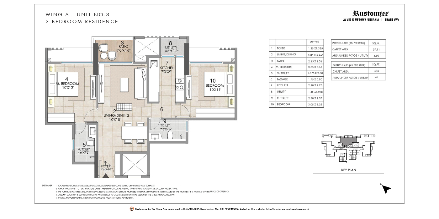 Rustomjee La Vie - 2BHK - 663 Sq Ft - Unit Plan