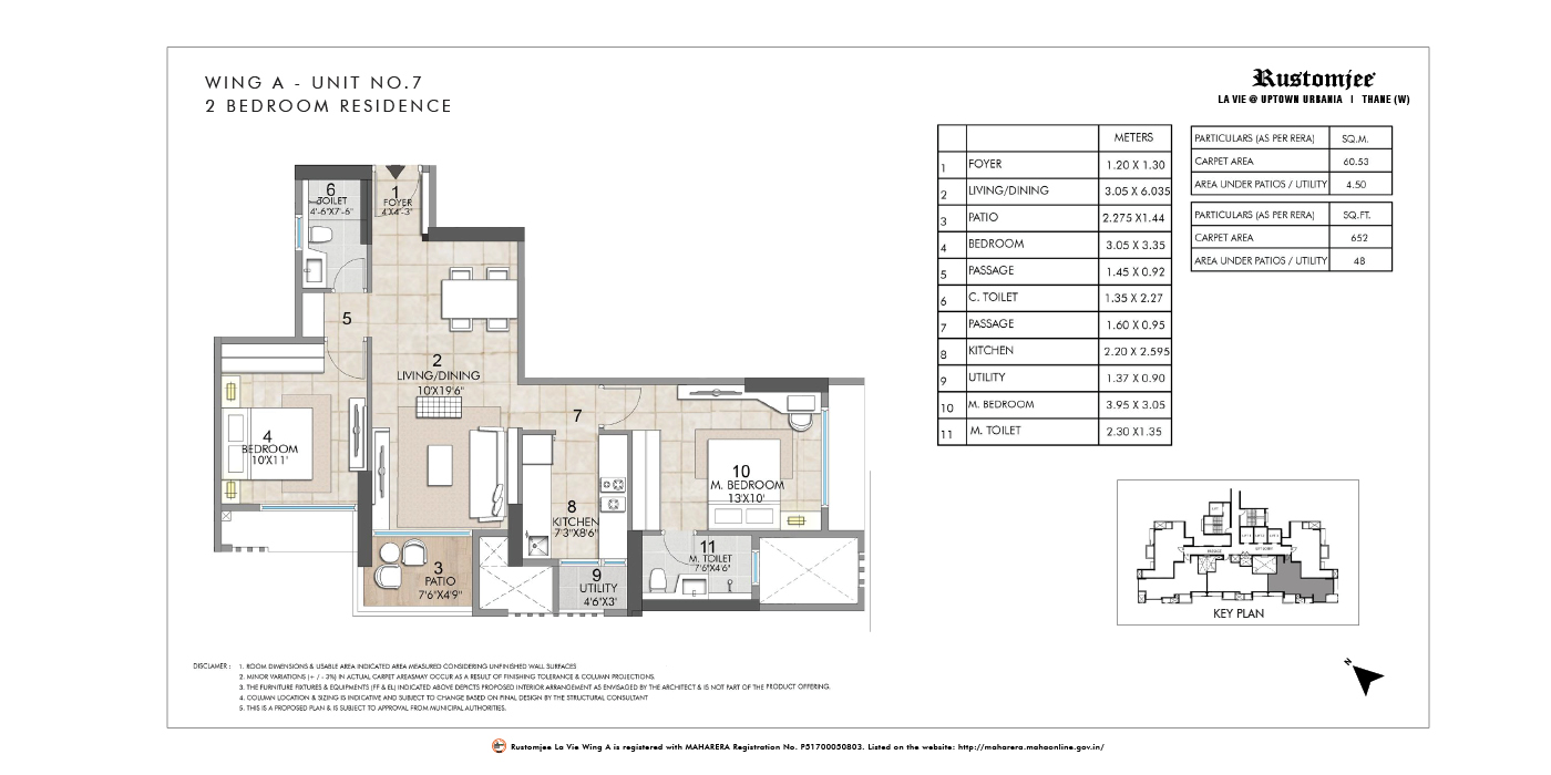Rustomjee La Vie - 2BHK - 700 Sq Ft - Unit Plan -