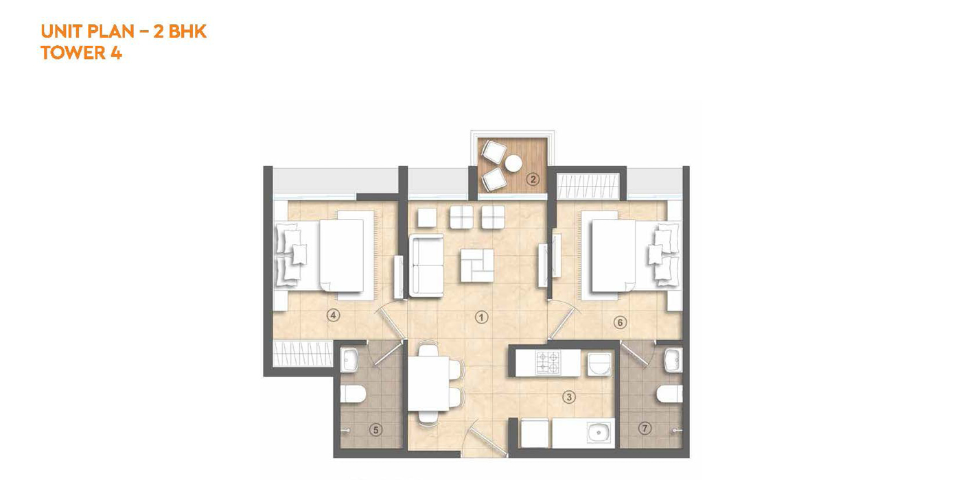 Unit Plan 2 BHK Tower 4