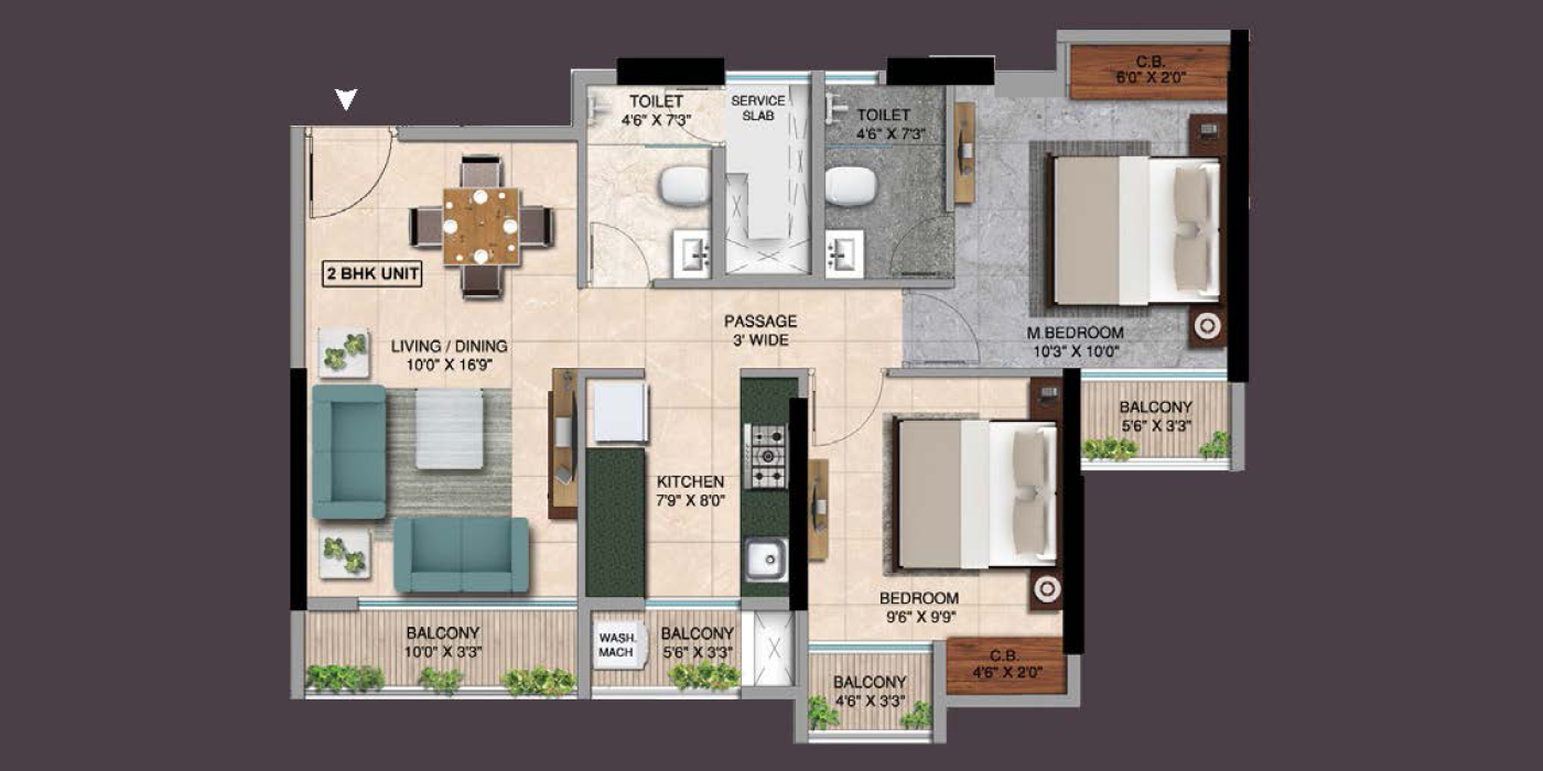 Unit Plan 2 BHK Unit No 6&7