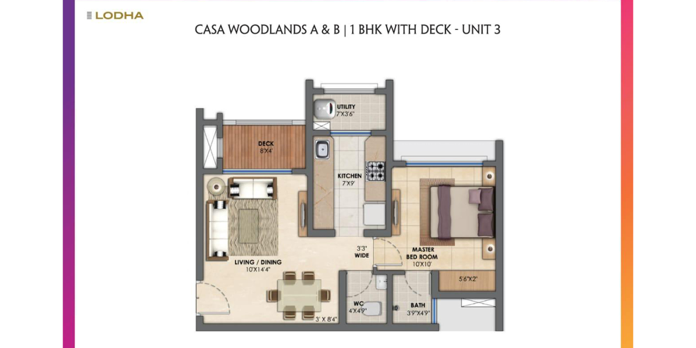 1BHK 484 Sq. Ft. (Carpet).