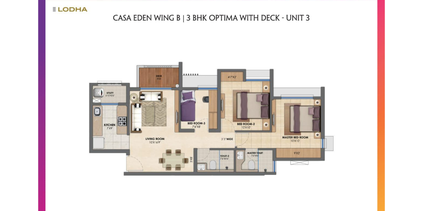 2.5BHK 758 Sq. Ft. (Carpet).