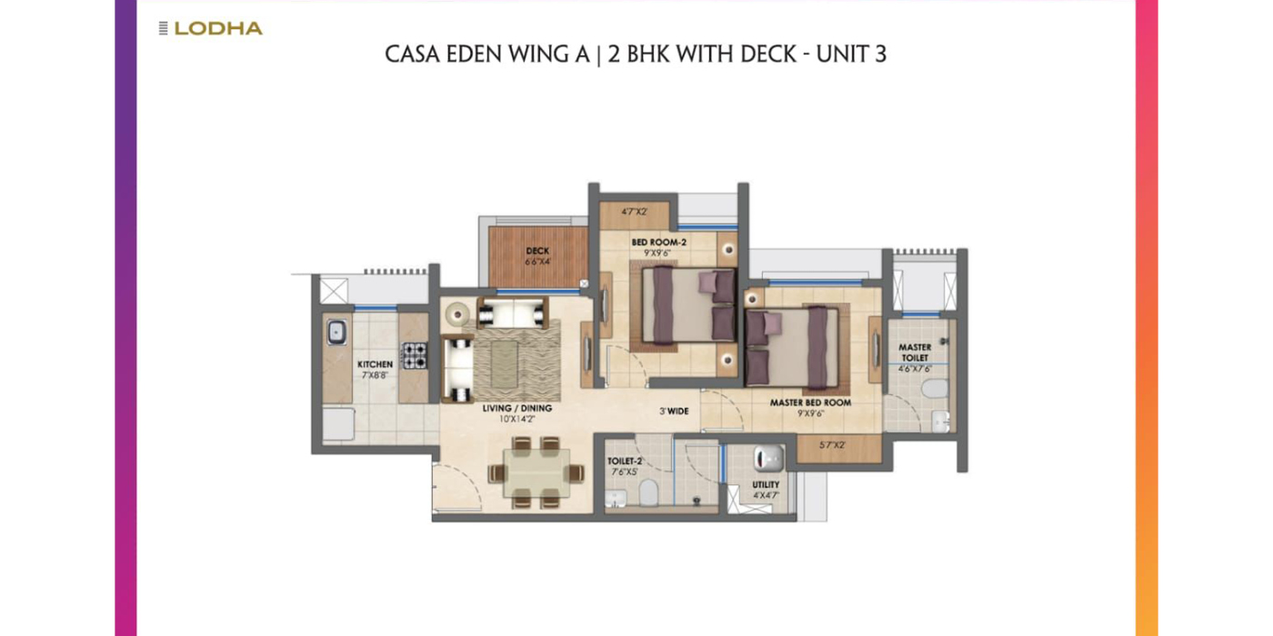2BHK 572 Sq. Ft. (Carpet).