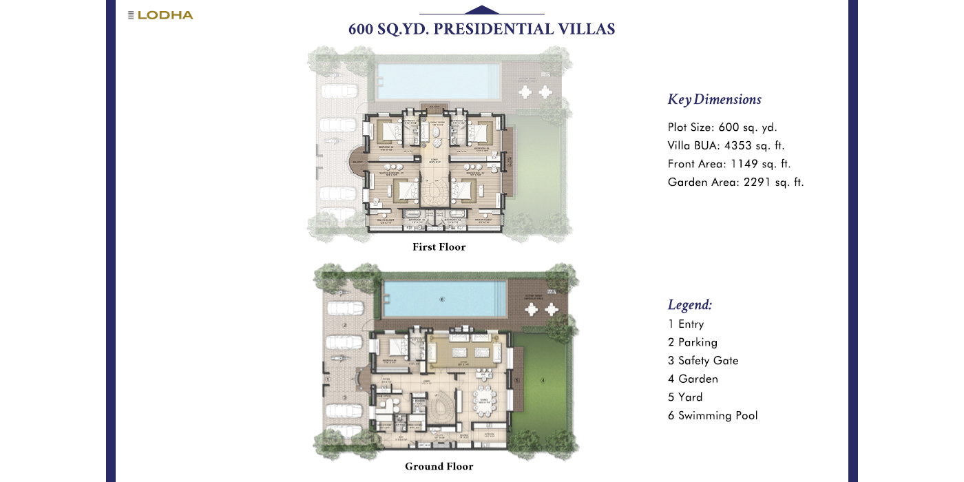 5 BHK (Bungalow + Garden) 5400 Sq. Ft. (Carpet) + Garden Area - 3440 sqft